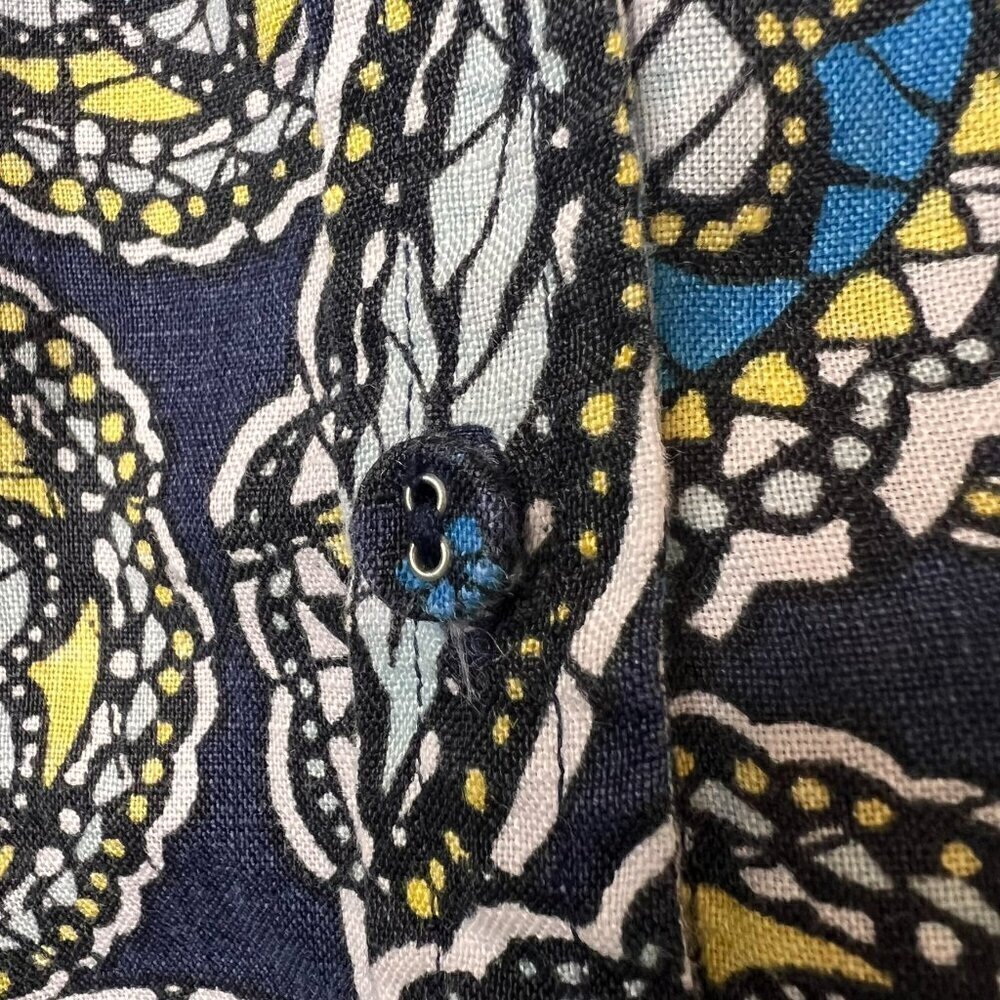 Charter Club Shirts Womens Size 10P Colorful Floral Button Stained Glass Linen - Picture 7 of 16